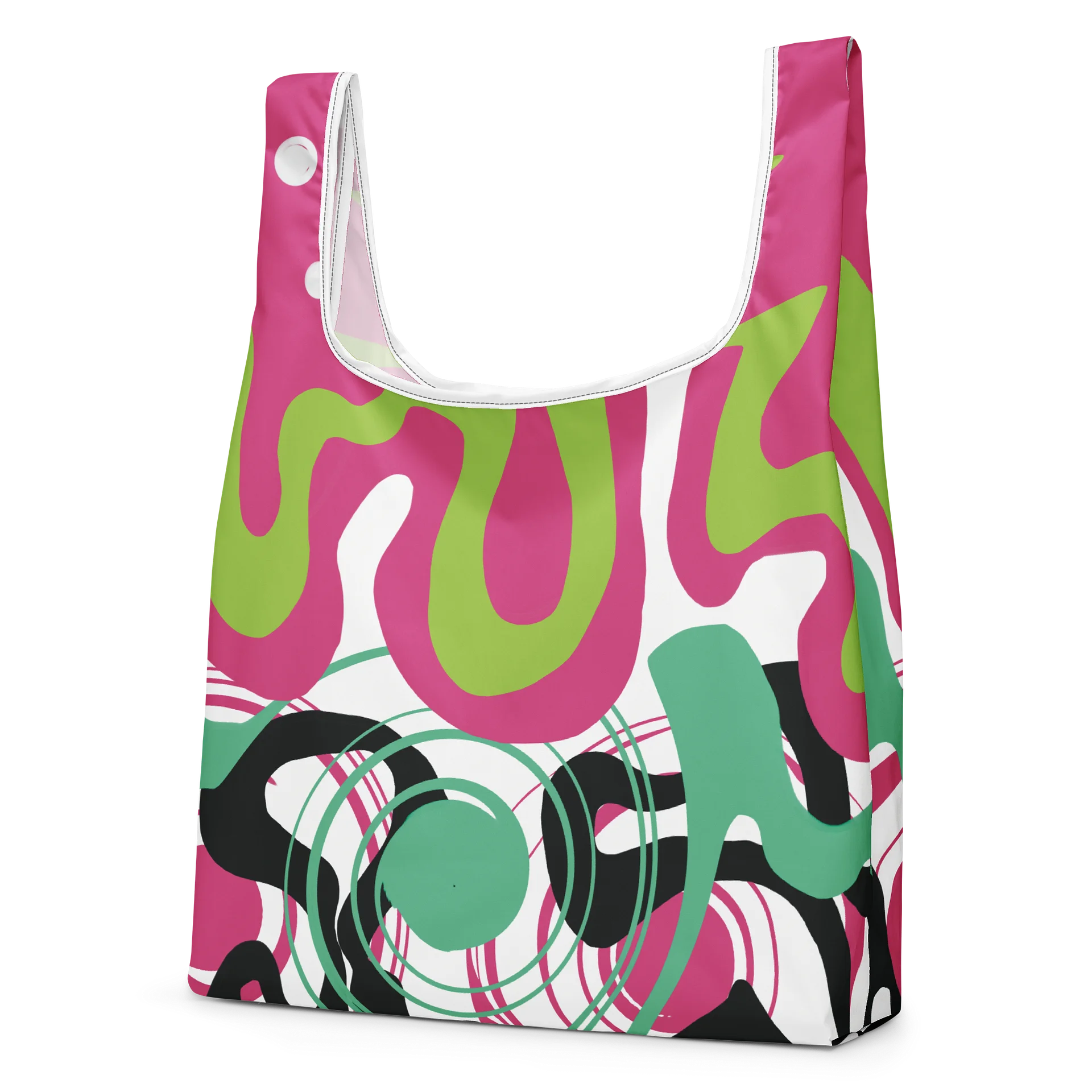 Retro-Waves Tote Bag – Stylische Einkaufstasche in Pink & Grün product image (3)