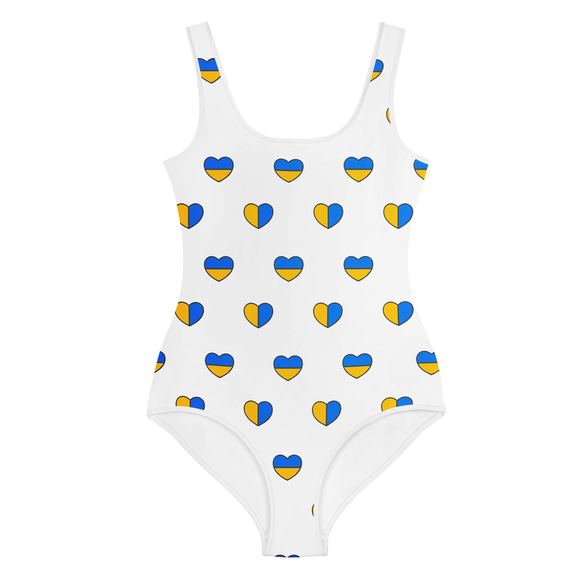 Blue & Yellow Heart Pattern Youth Swimsuit product image (2)