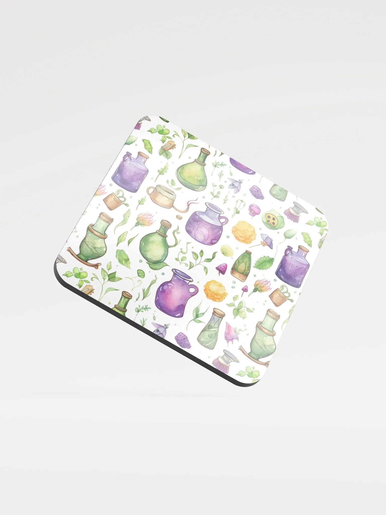 Glossed Cork Coaster 🟩 🔶 🟪 Fascinating Watercolor Pattern - Motif 1 product image (1)