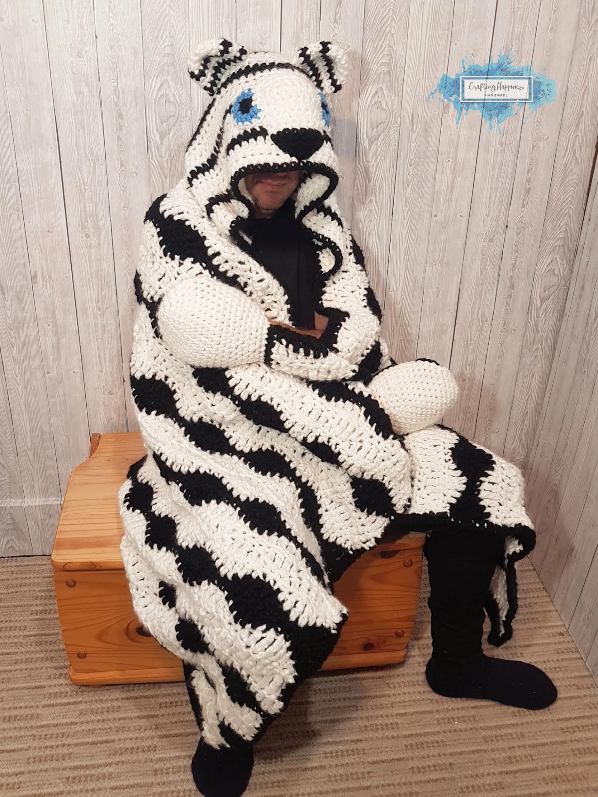 Snow Tiger Hooded Blanket Crochet Pattern | Adult & Child Sizes (PDF) product image (4)