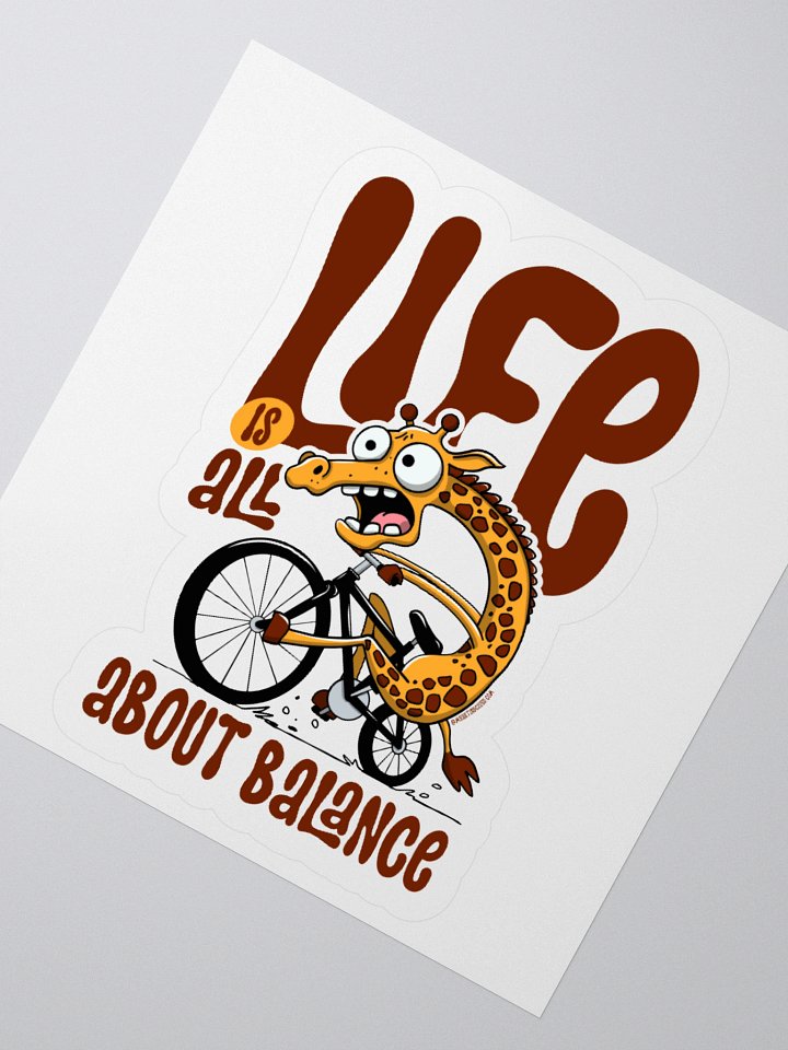 Funny Giraffe on Bike Sticker – Life Is All About Balance, Cycling Humor Decal product image (5)