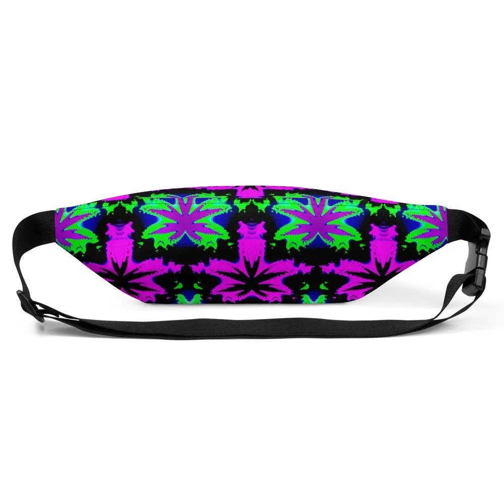 Neon Green Pink Pot Leaf Fanny Pack, Twisted Weed Art Accessory, 420 Cannabis Bag product image (3)