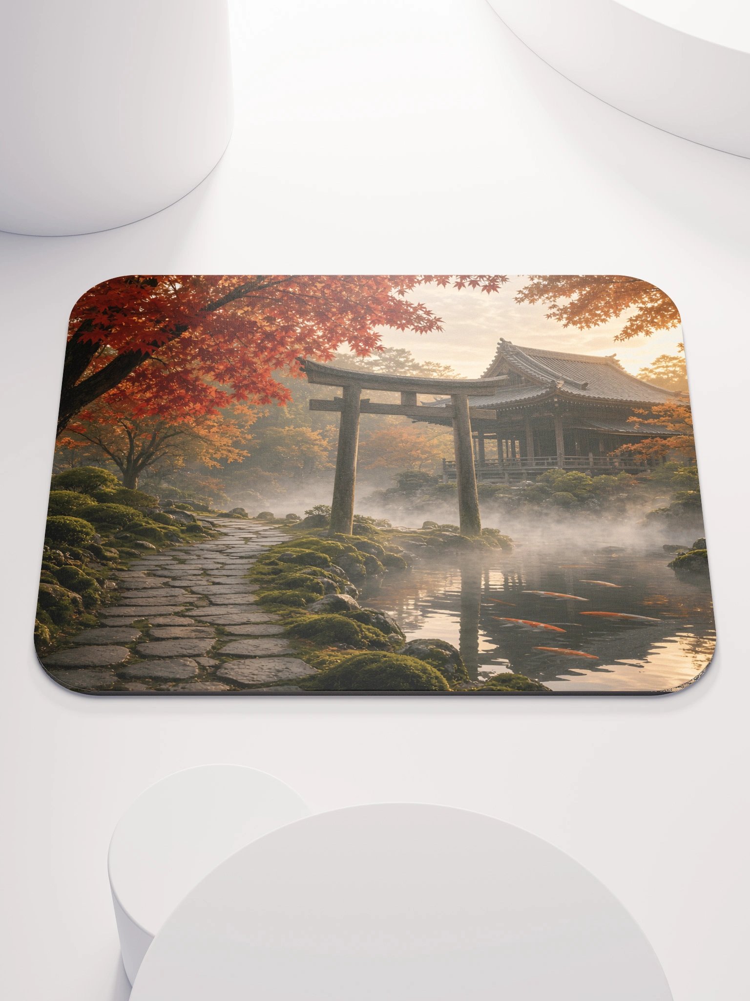 Japanese Torii Gate Autumn Garden Classic Mouse Pad | Aesthetic Asian Landscape Office & Gaming Mousepad product image (1)