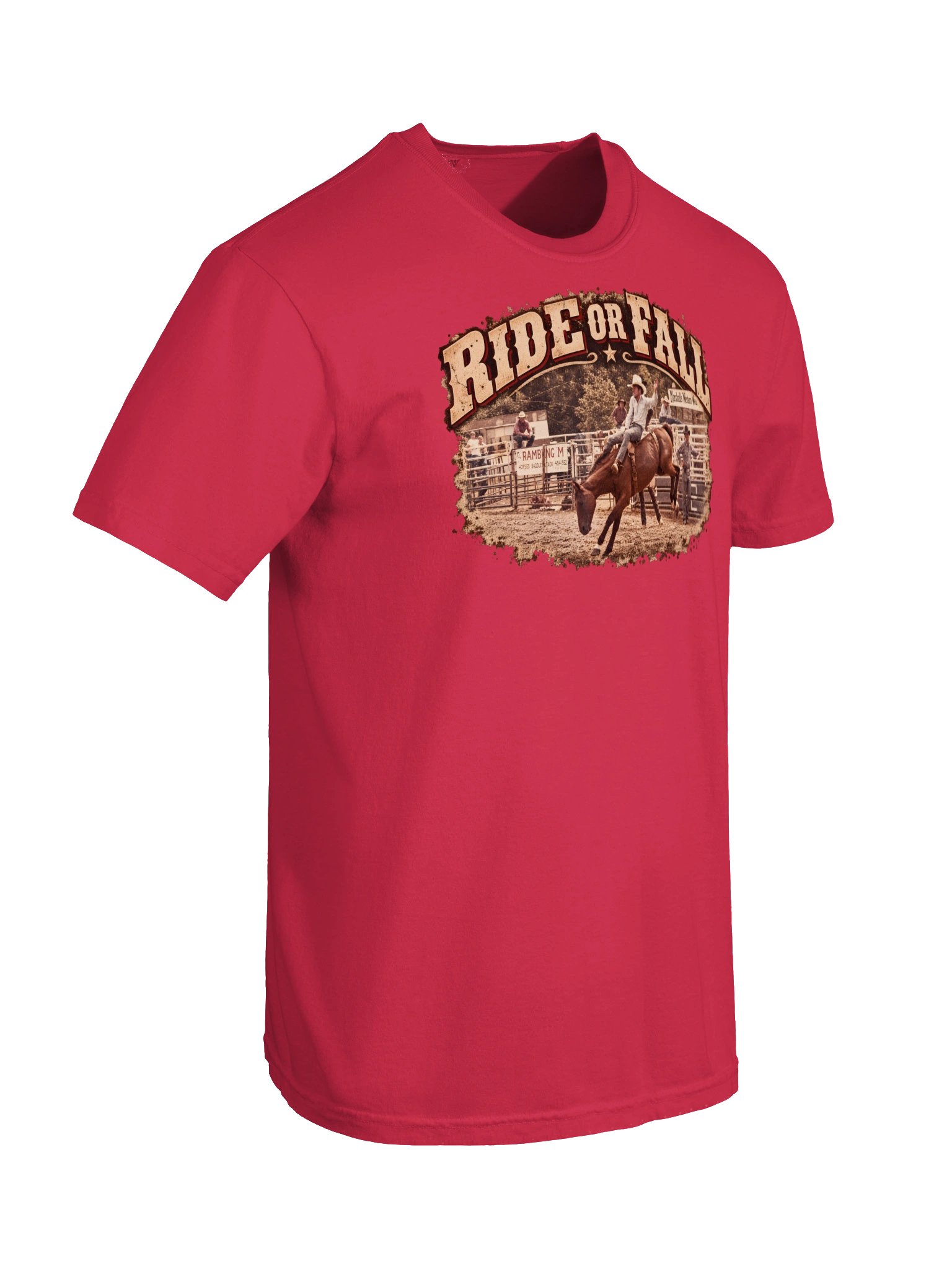 Bareback Riding Shirt — Ride or Fall Rodeo Tee, Two-Sided Rider Design | Broken Arena™ product image (11)