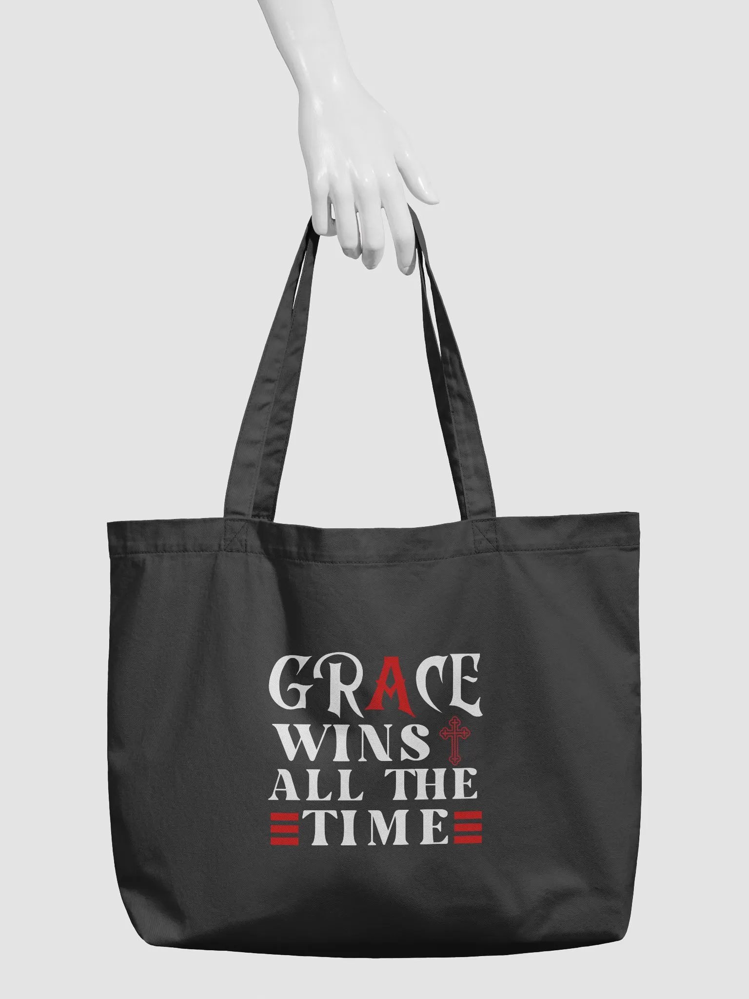 Grace Wins All The Time, Christian Faith Organic Tote bag product image (4)