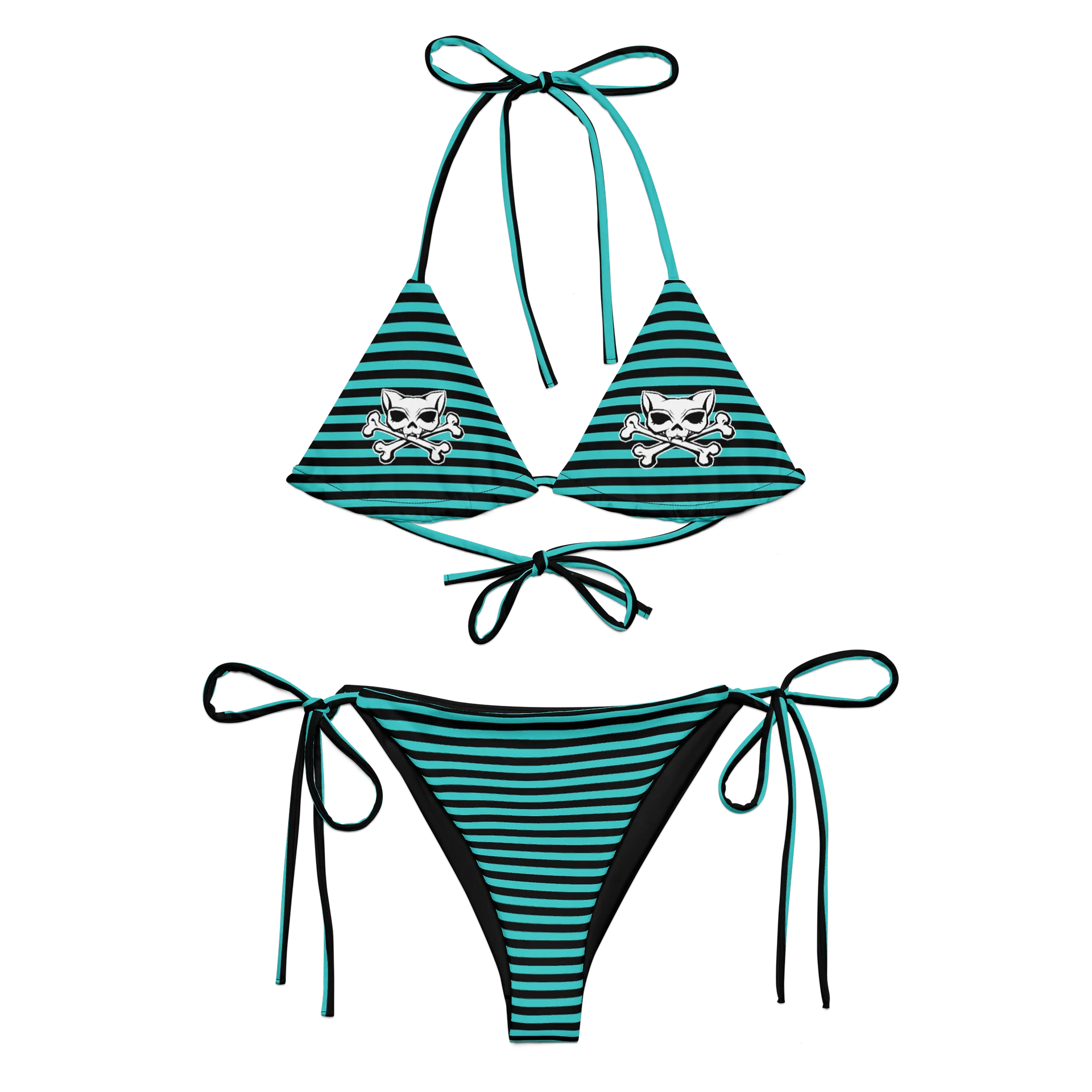 Blaque and Turquoise Kat Skull Bikini product image (1)