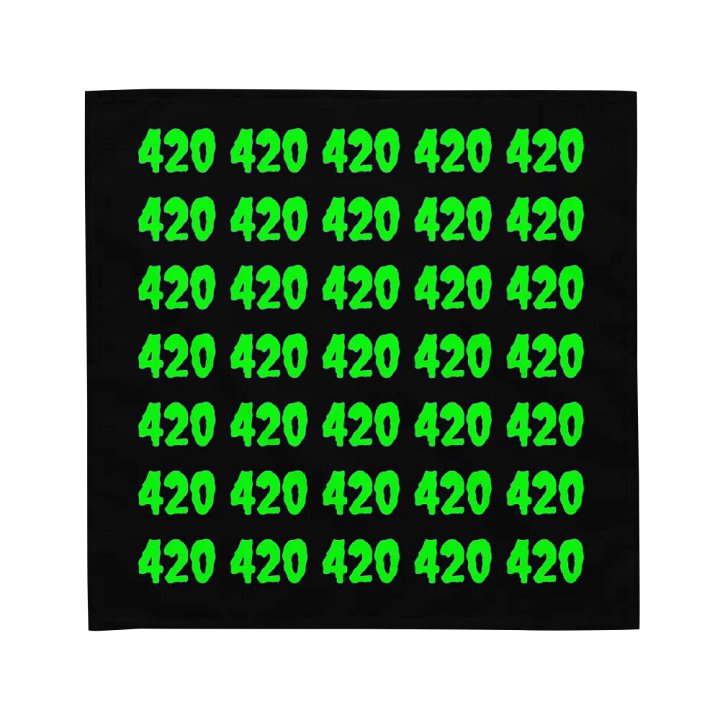 Creepy 420 Neon Green Black Bandana, Twisted Stoner Weed Fashion Accessory product image (1)
