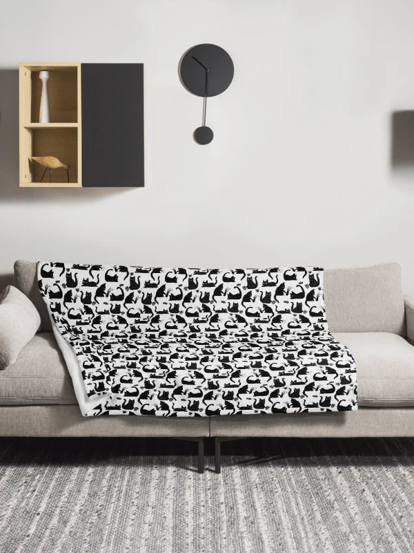 Bad Cats Knocking Stuff Over Throw Blanket – Funny Cat Lover Blanket product image (1)
