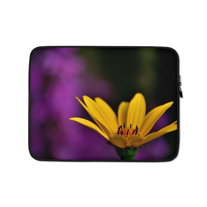 Laptop sleeve - Bright yellow blossom against a purple background product image (1)