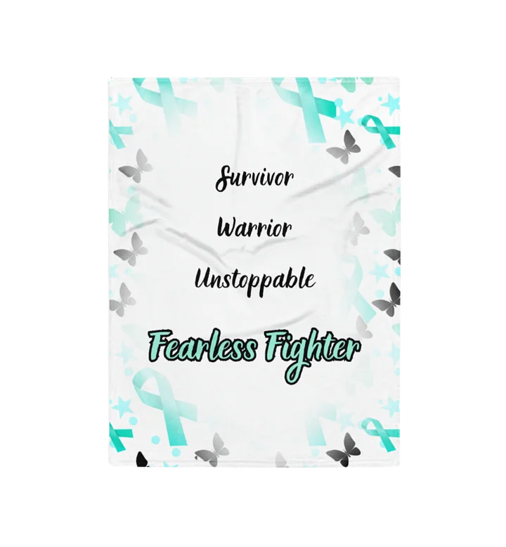 Ovarian Cancer - Fearless Fighter Words Throw Blanket product image (1)