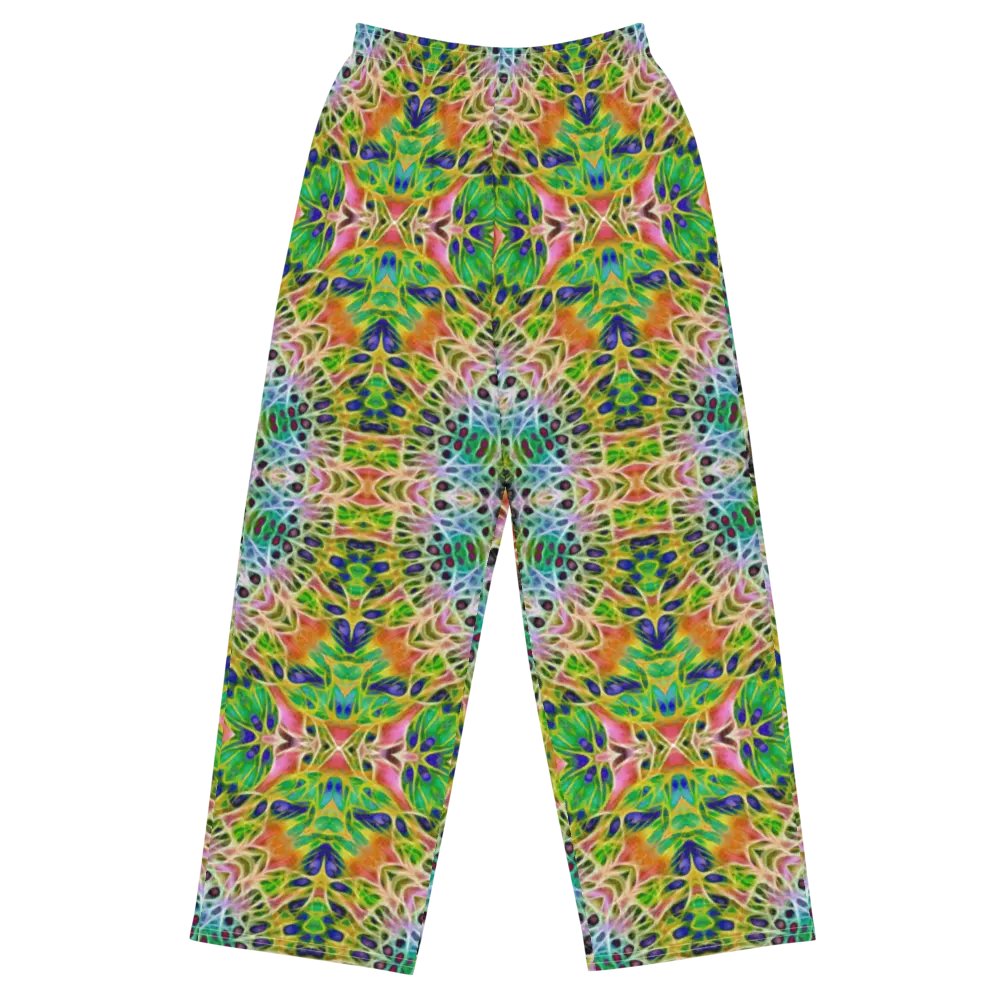 Green Yellow Pink Kaleidoscope Wideleg Pants product image (2)