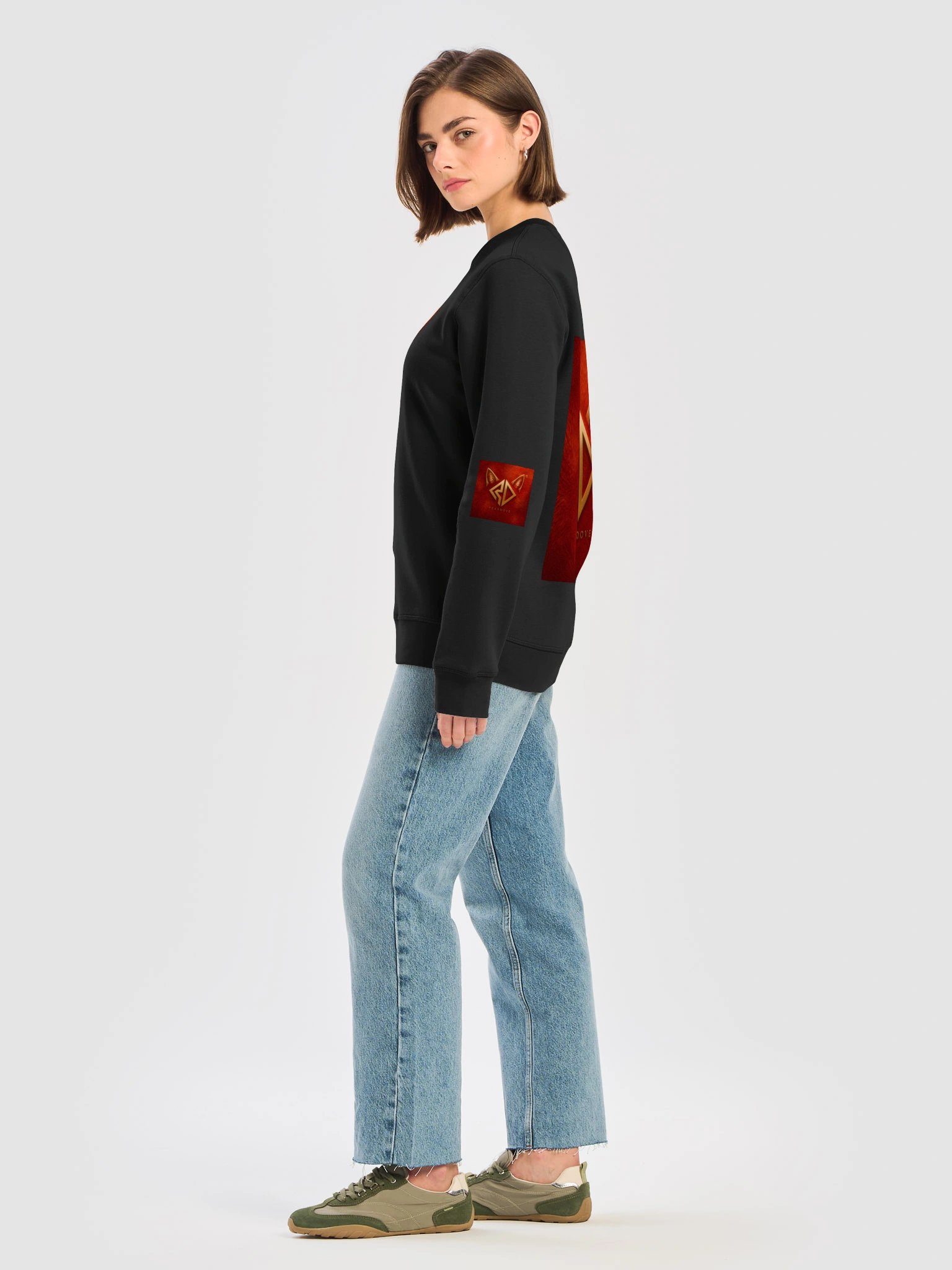 PEAFDOVE® RED CAT SIGNAL — Black Crewneck product image (2)