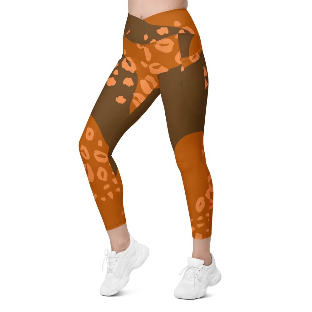 Flowing Orange Camo Leggings with Pockets product image (6)
