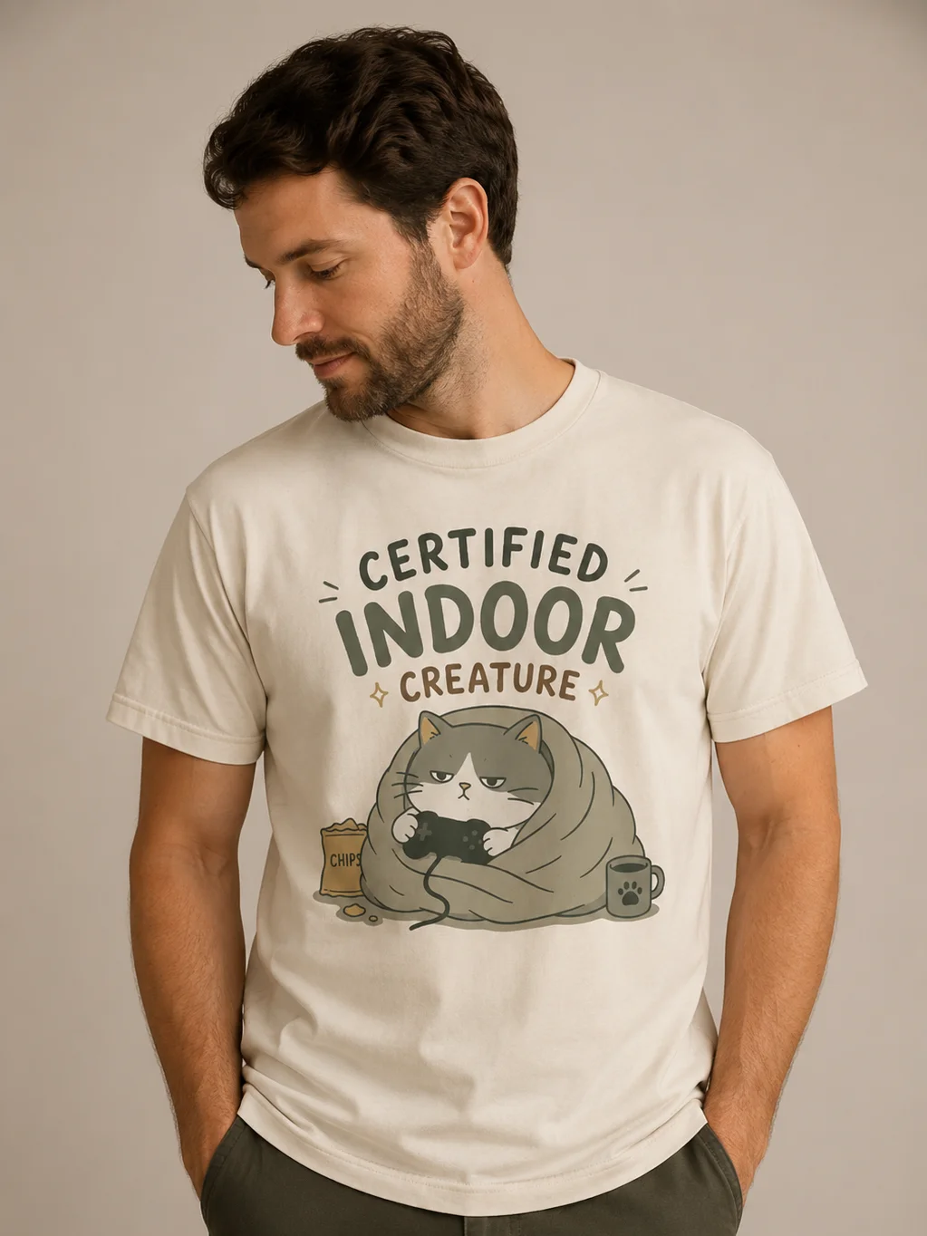 Certified Indoor Creature Cat T-Shirt – Funny Cozy Cat Lover Tee product image (1)