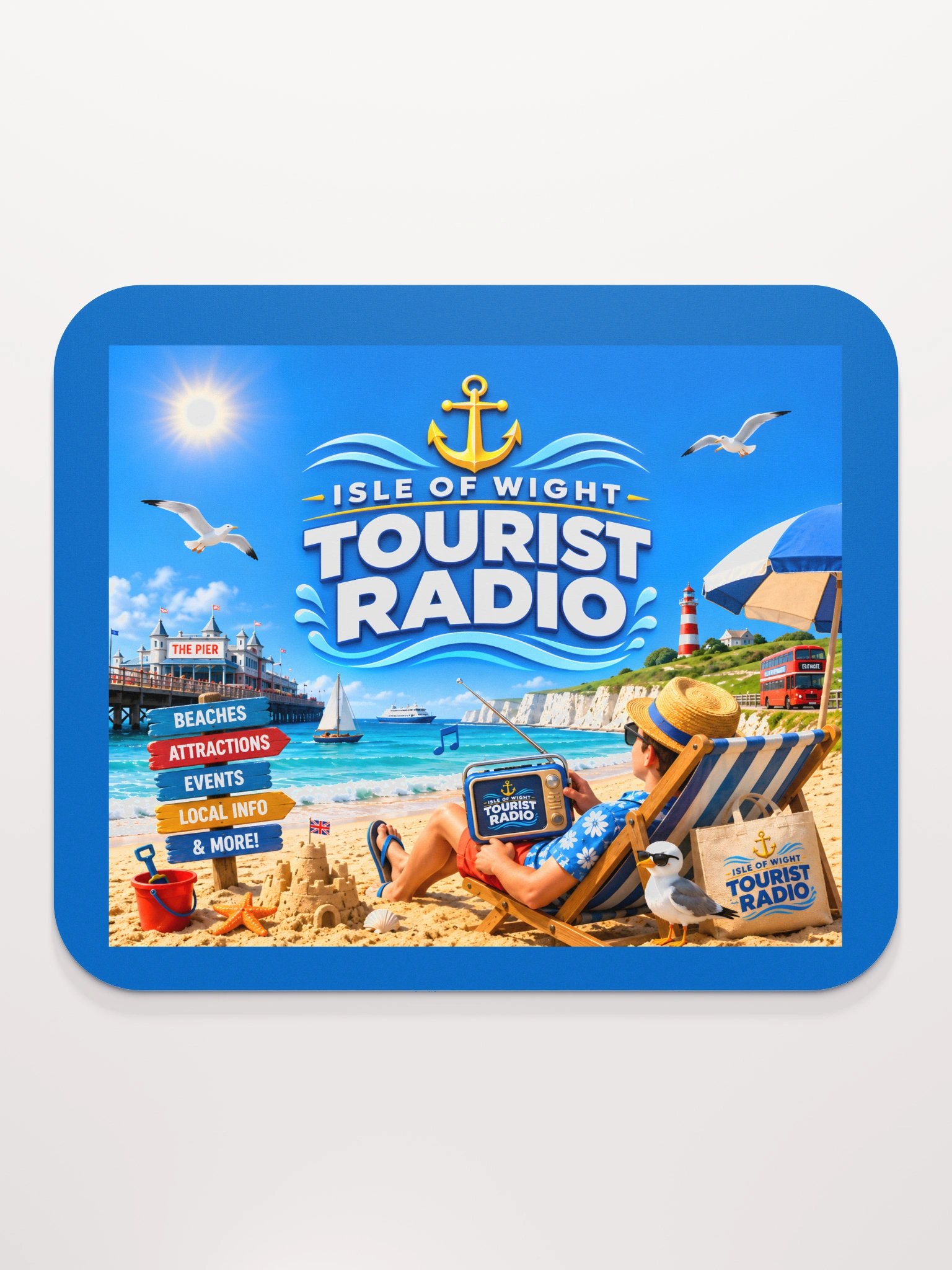 Isle of Wight Tourist Radio Beach Scene Mouse Mat product image (2)