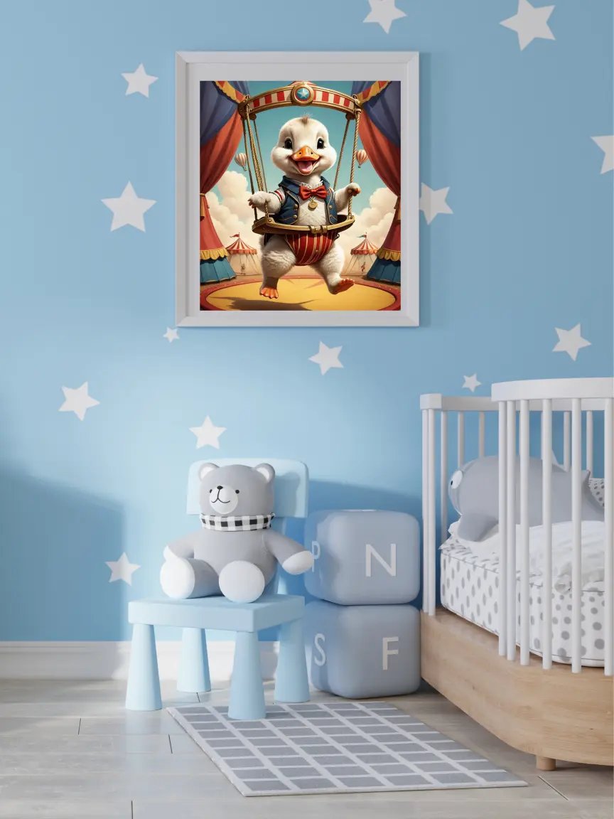 Circus Baby Goose on a Swing Kid Nursery Print Child Wall Art product image (6)