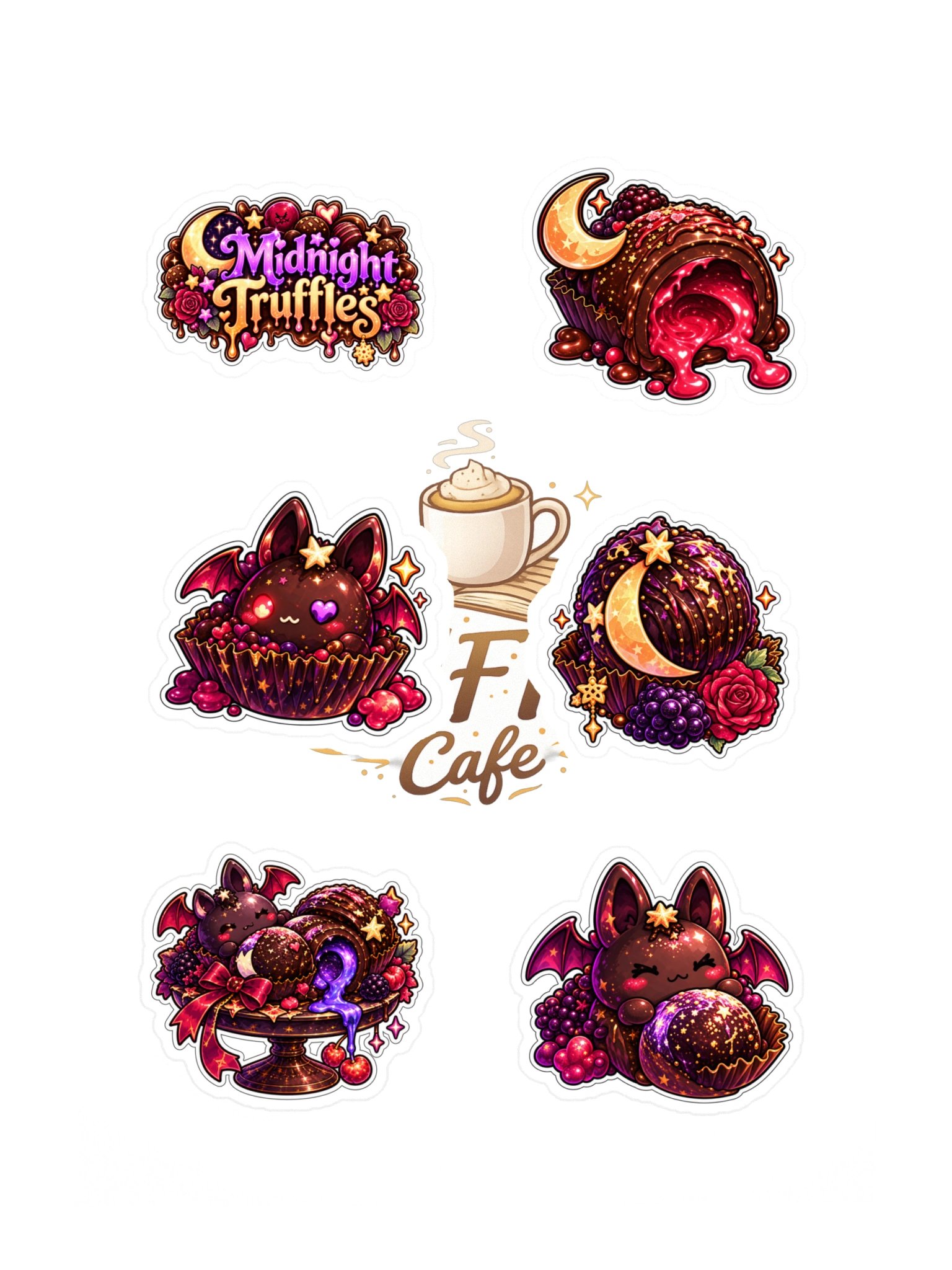 The AFK Cafe™ Midnight Truffles | 6-Piece Sticker Pack Vol. 2 product image (3)