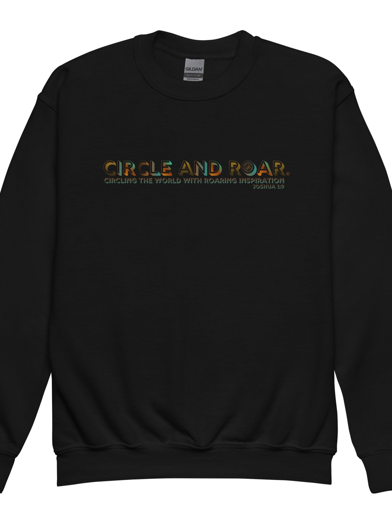 "Circle and Roar" Joshua 1:9. Gradient Text Youth Crew Neck Sweatshirt product image (13)