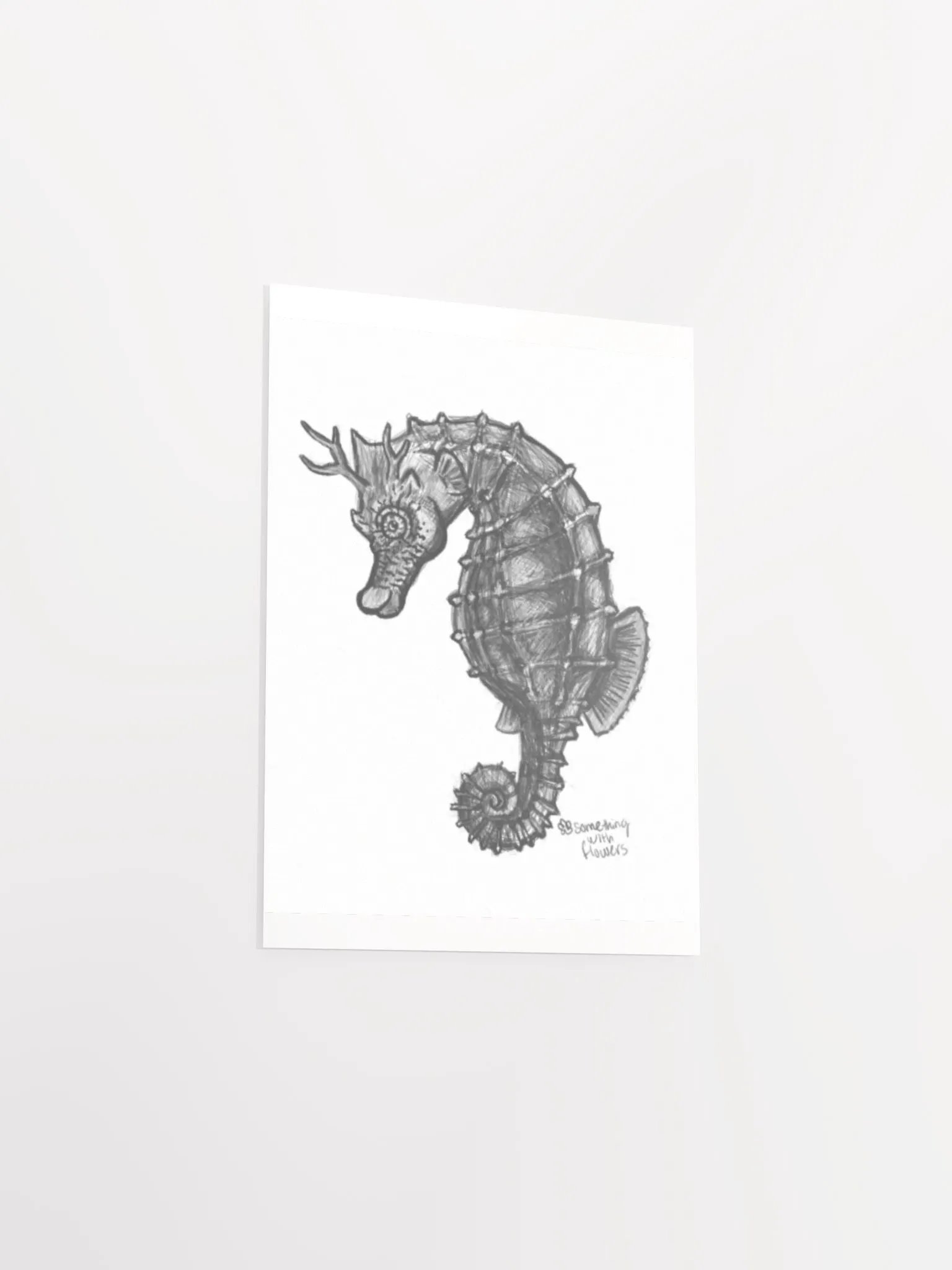 Pencil Sketch Branchy Seahorse - digital art Print (PRINT ONLY) product image (4)
