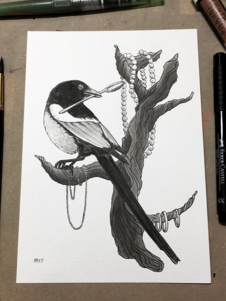 original painting : magpie product image (1)
