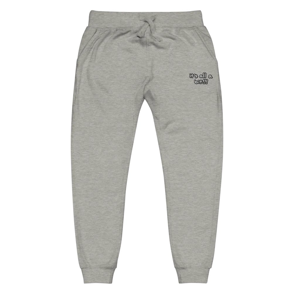 “It’s all a bit!!!” (lined design) embroidered fleece sweatpants product image (2)