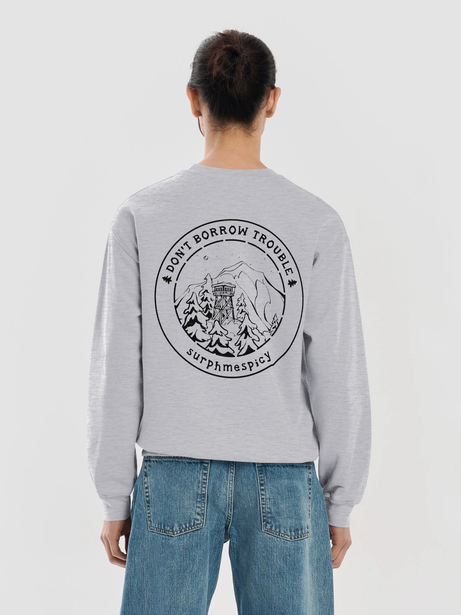 Don't Borrow Trouble Black Graphic Sweatshirt product image (38)