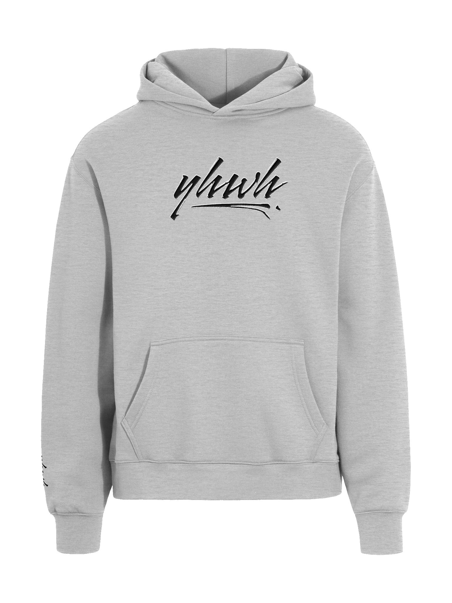 YHWH - PREMIUM OVERSIZED Embroidered Hoodie Black on Grey product image (2)