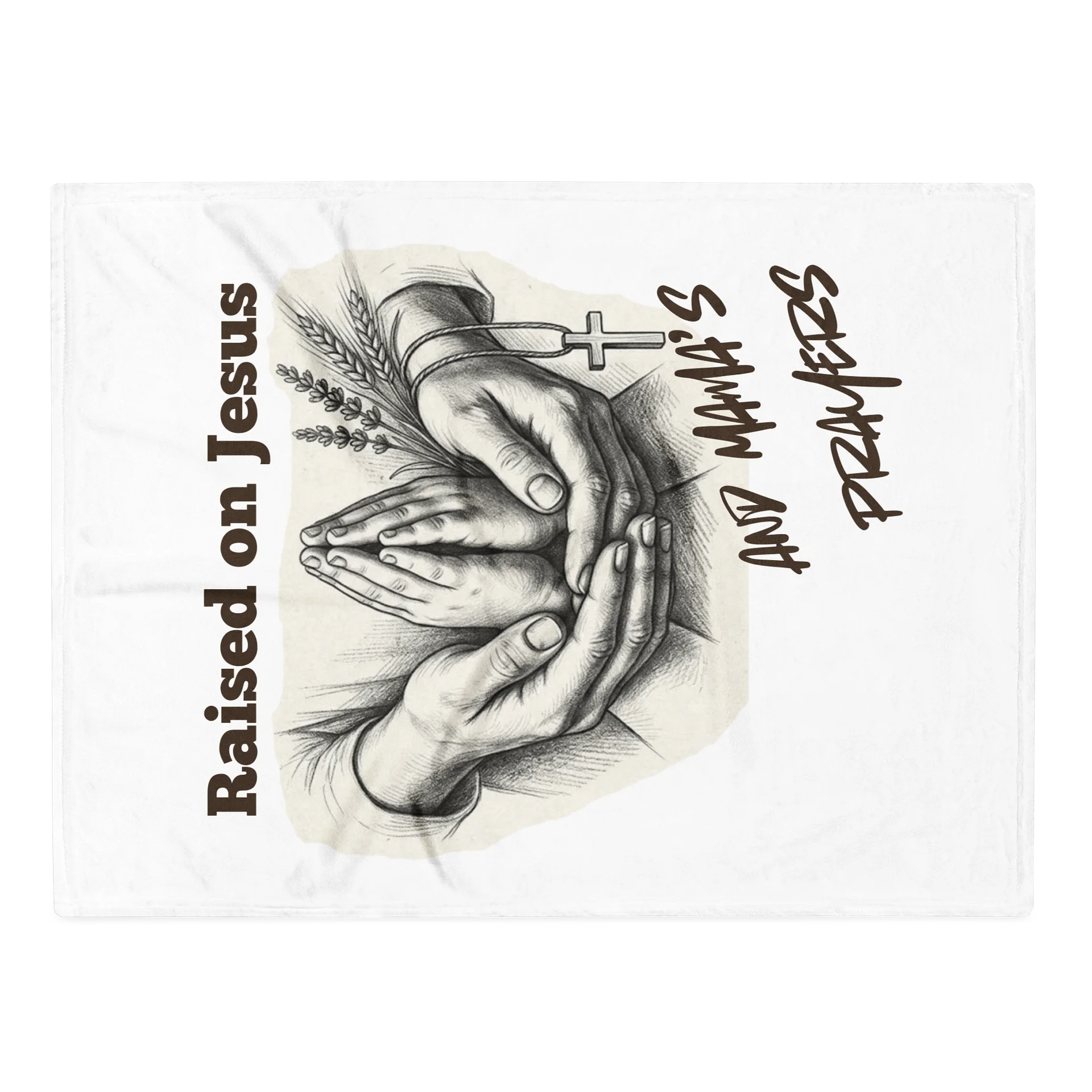 "Raised on Jesus & Mama’s Prayers" Christian Fleece Throw Blanket product image (2)