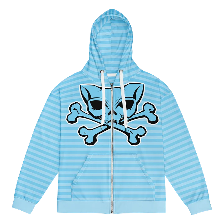 Light Blue Kat Skull Hoodie Stripped Hoodie product image (1)
