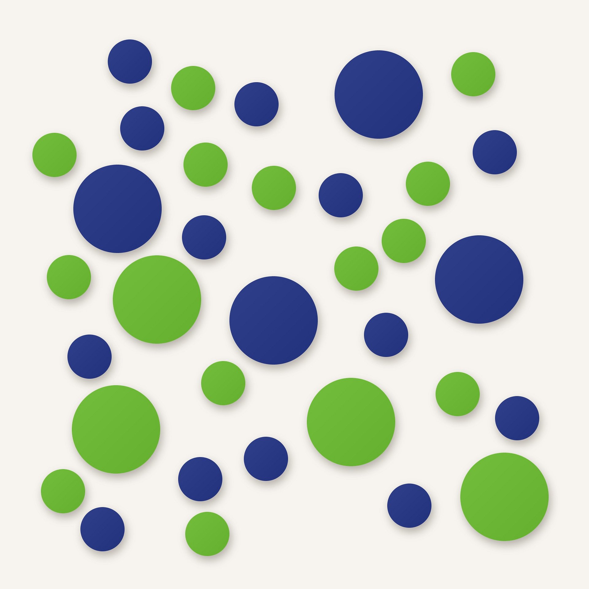 Lime Green and Navy Blue Polka Dot Wall Decals, 2" and 4" Vinyl Circle Stickers, Removable Dot Decals for Nursery, Kids Room, Playroom product image (1)