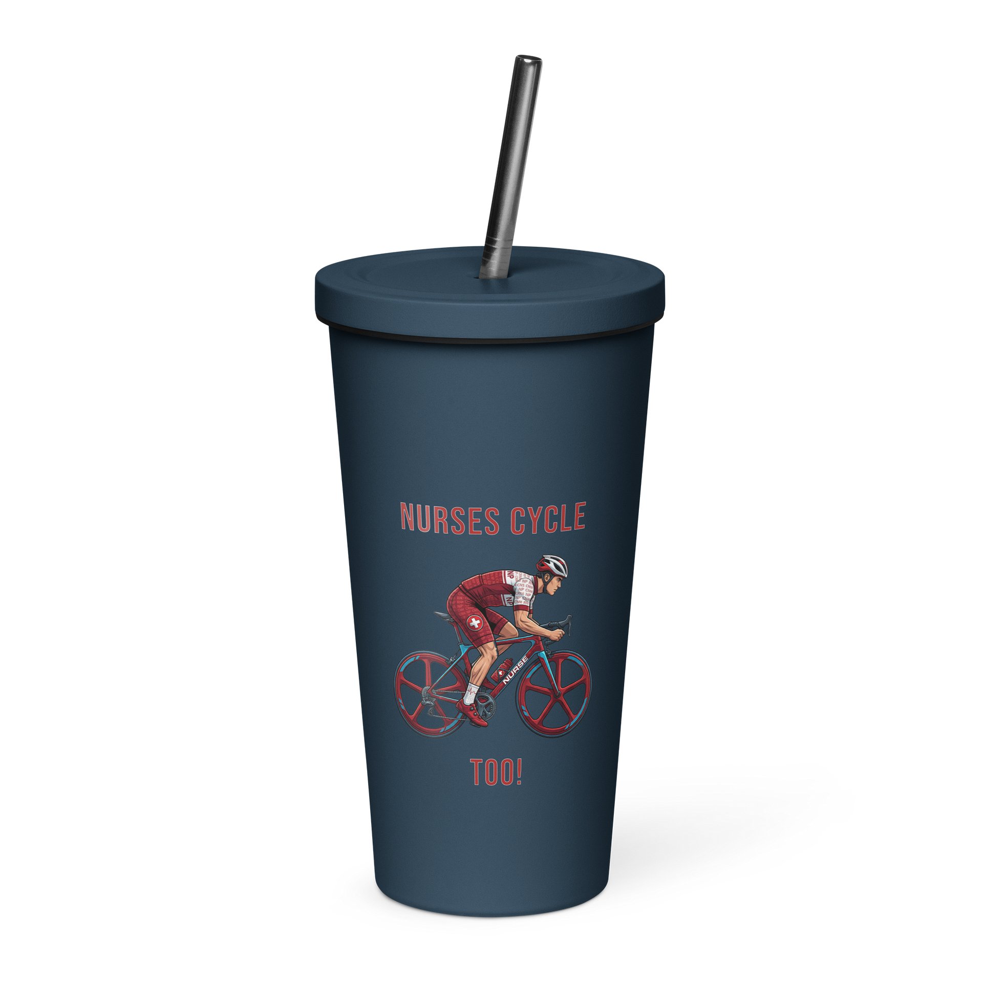 Nurse Athlete Tumbler with Straw | Mens Cycling Edition product image (11)