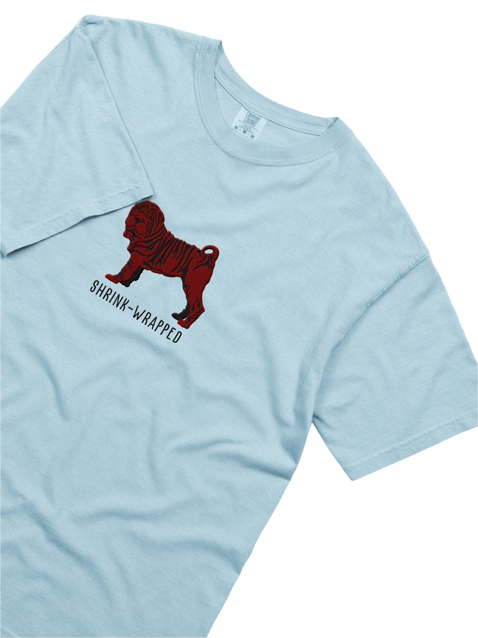 Shrink-Wrapped T-Shirt(Embroidered) of a Chinese Shar-Pei(Chocolate) product image (8)