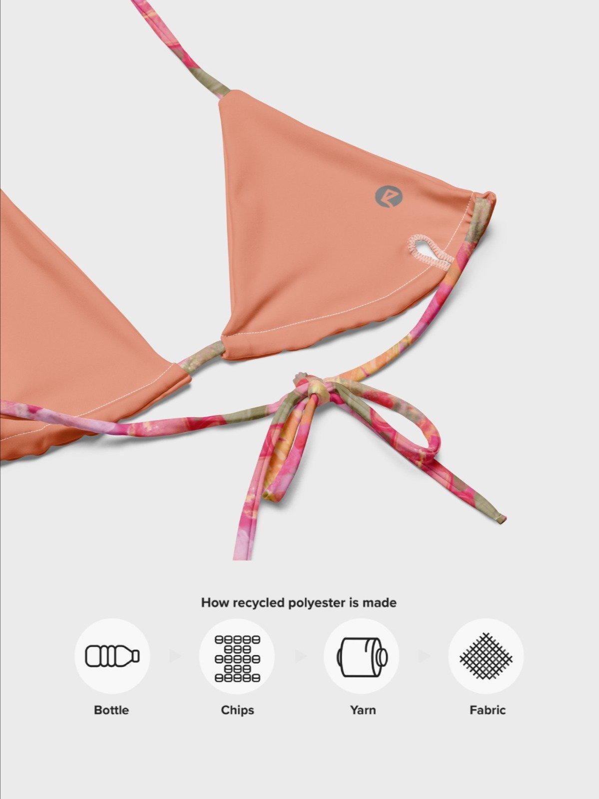 Recycled String Bikini Top "Sweet Pastel Florals of Spring" product image (7)