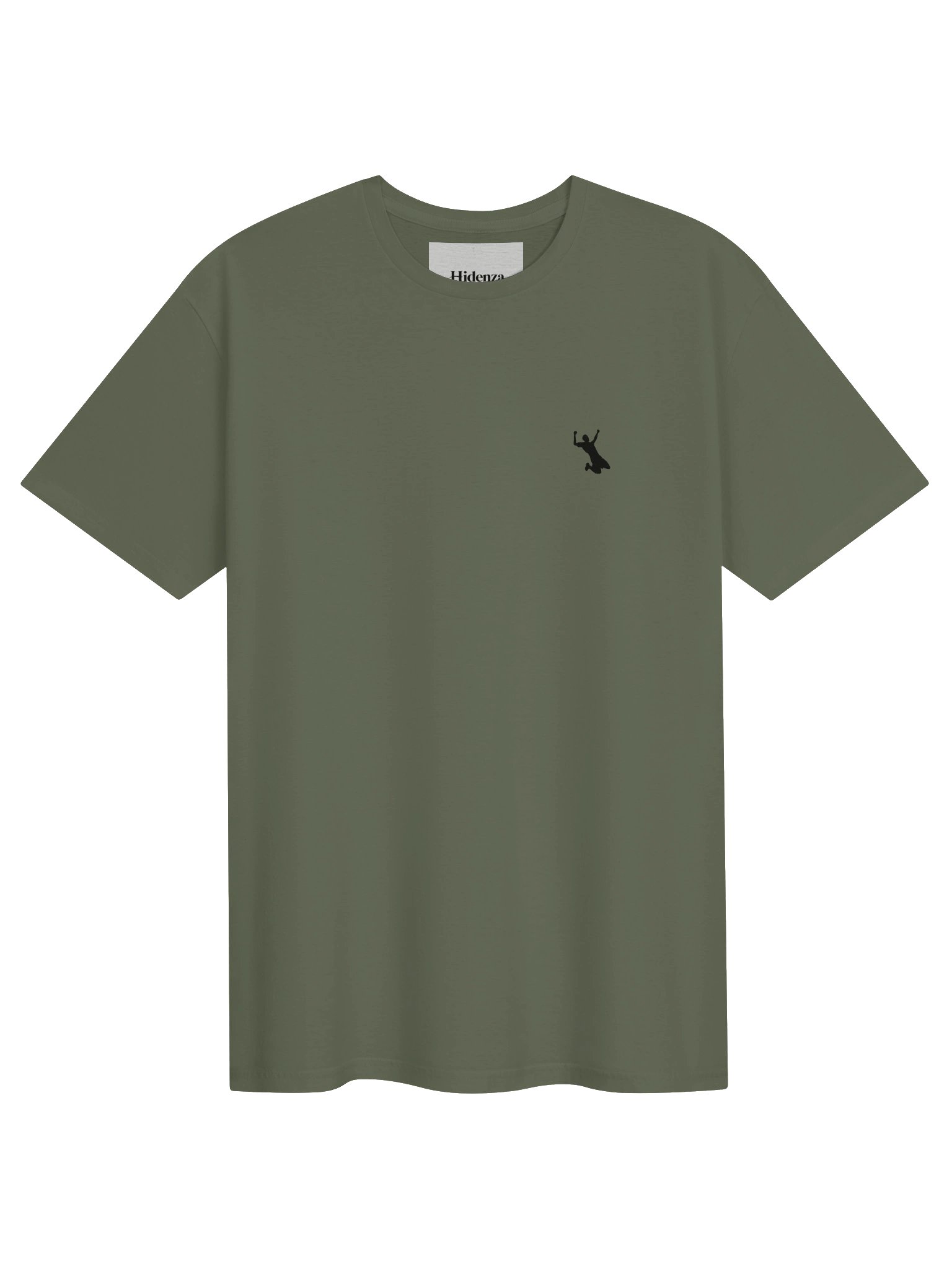 Hidenza Silhouette Tee – Olive Green Premium Oversized T-Shirt with Jumping Figure Chest Logo product image (1)