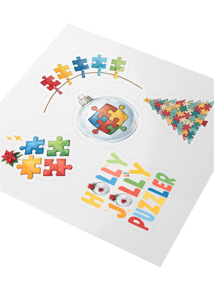 Festive Puzzle Pieces Sticker – Colorful Christmas Vibes product image (2)