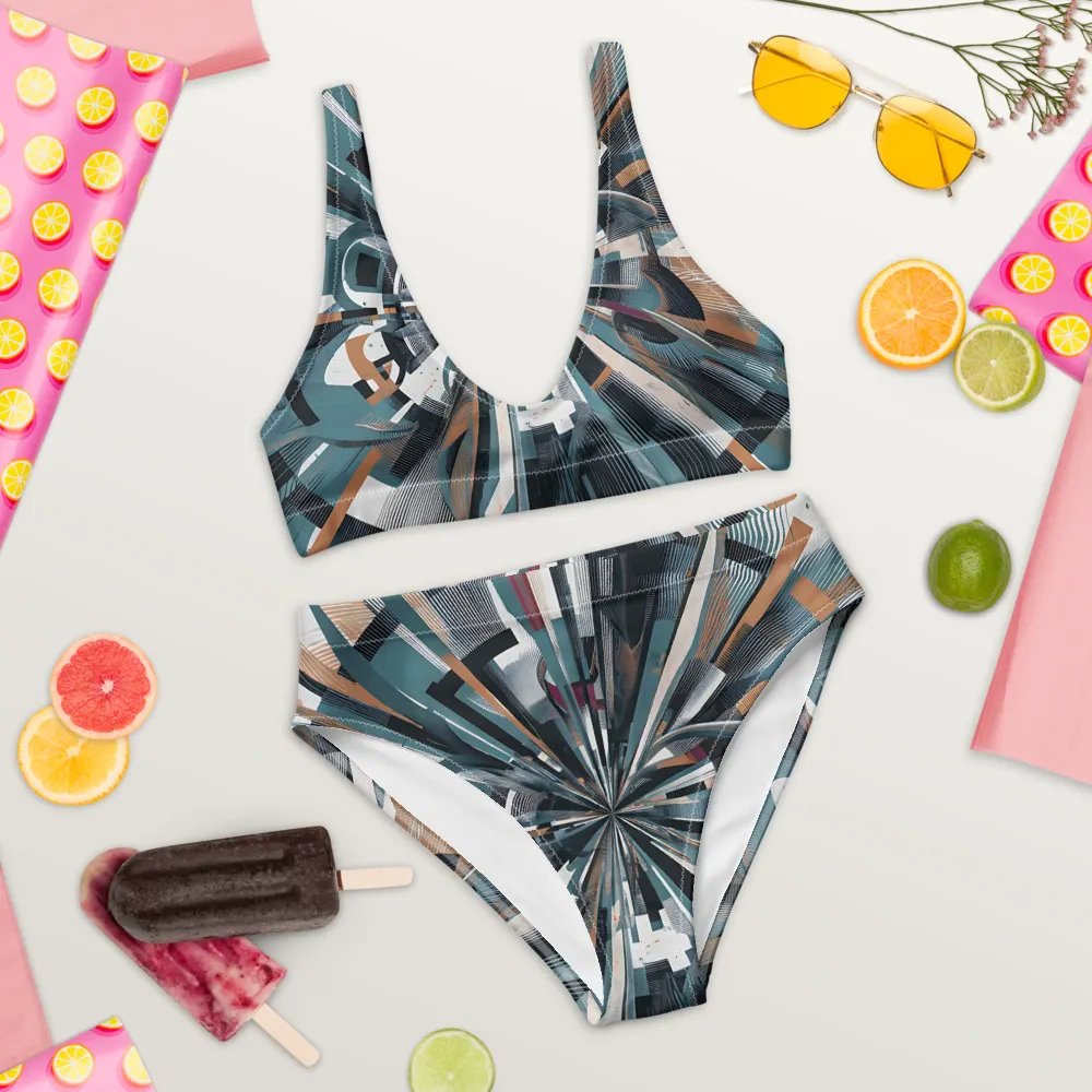 Abstract Lithographic Pattern Design High Waisted Bikini - V13 product image (9)