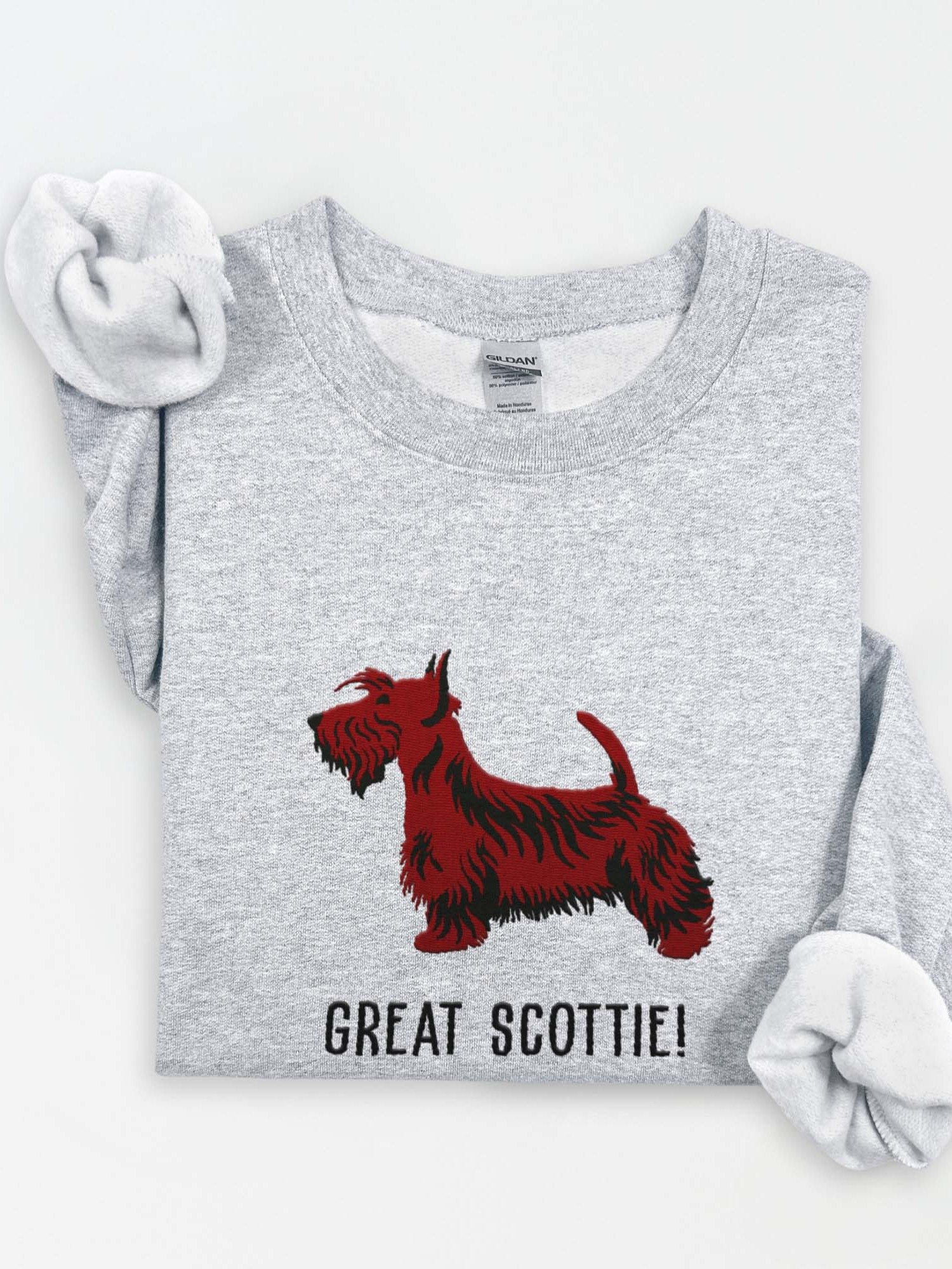 Great Scottie! Sweatshirt (Embroidered) of a Scottish Terrier(Brown) product image (1)