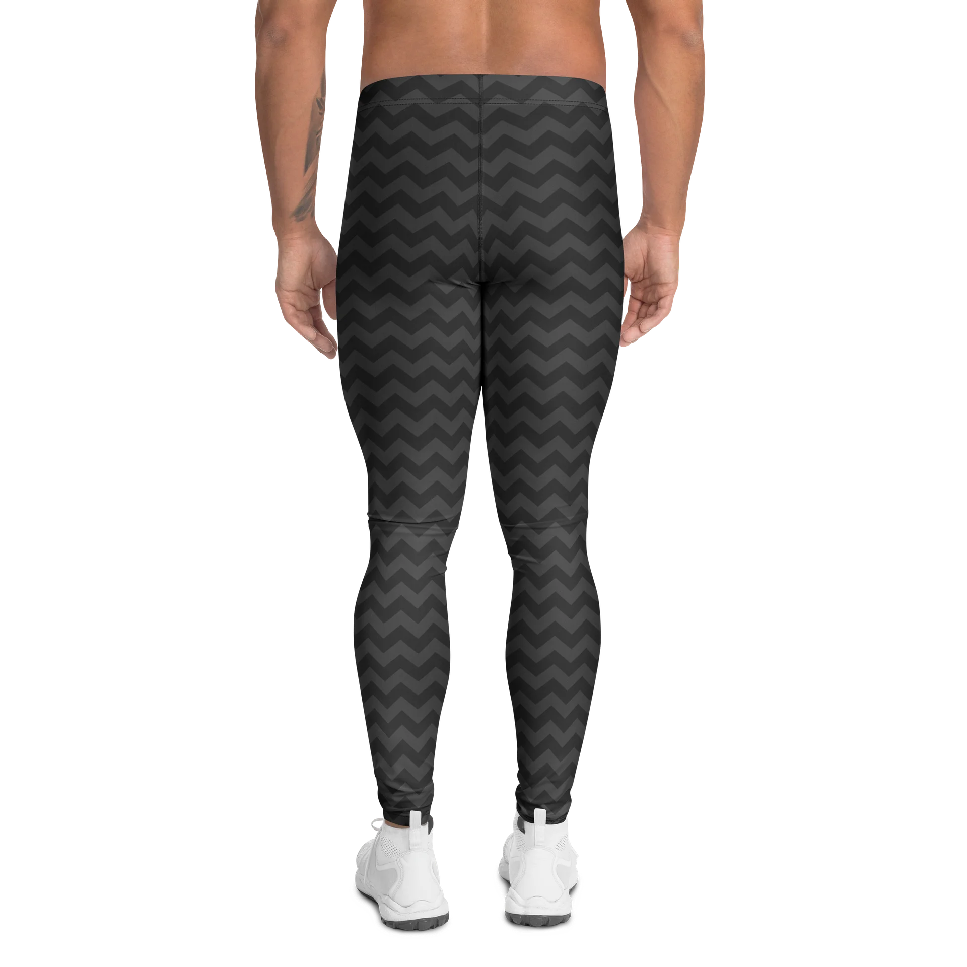 Black Chevron Zigzag Print Men’s Leggings product image (2)