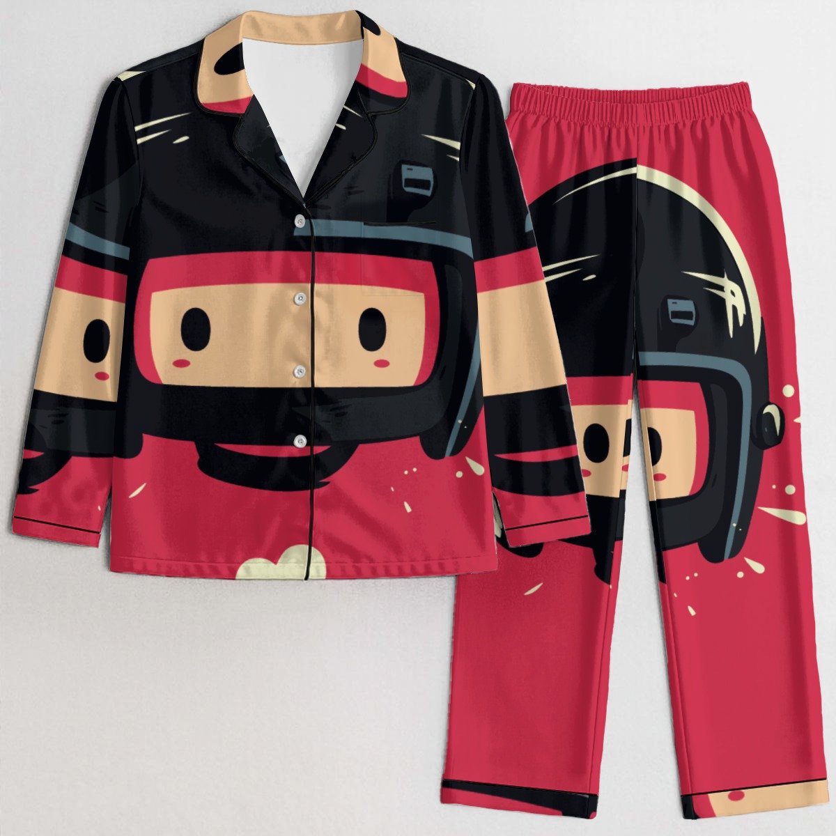 Kawaii Ninja Print Satin Pajama Set product image (1)