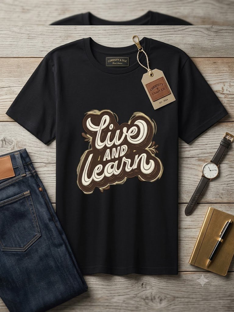 Live and Learn T-Shirt | Inspirational Typography Graphic Tee for Women | Positive Quote Shirt | Motivational Gift product image (1)