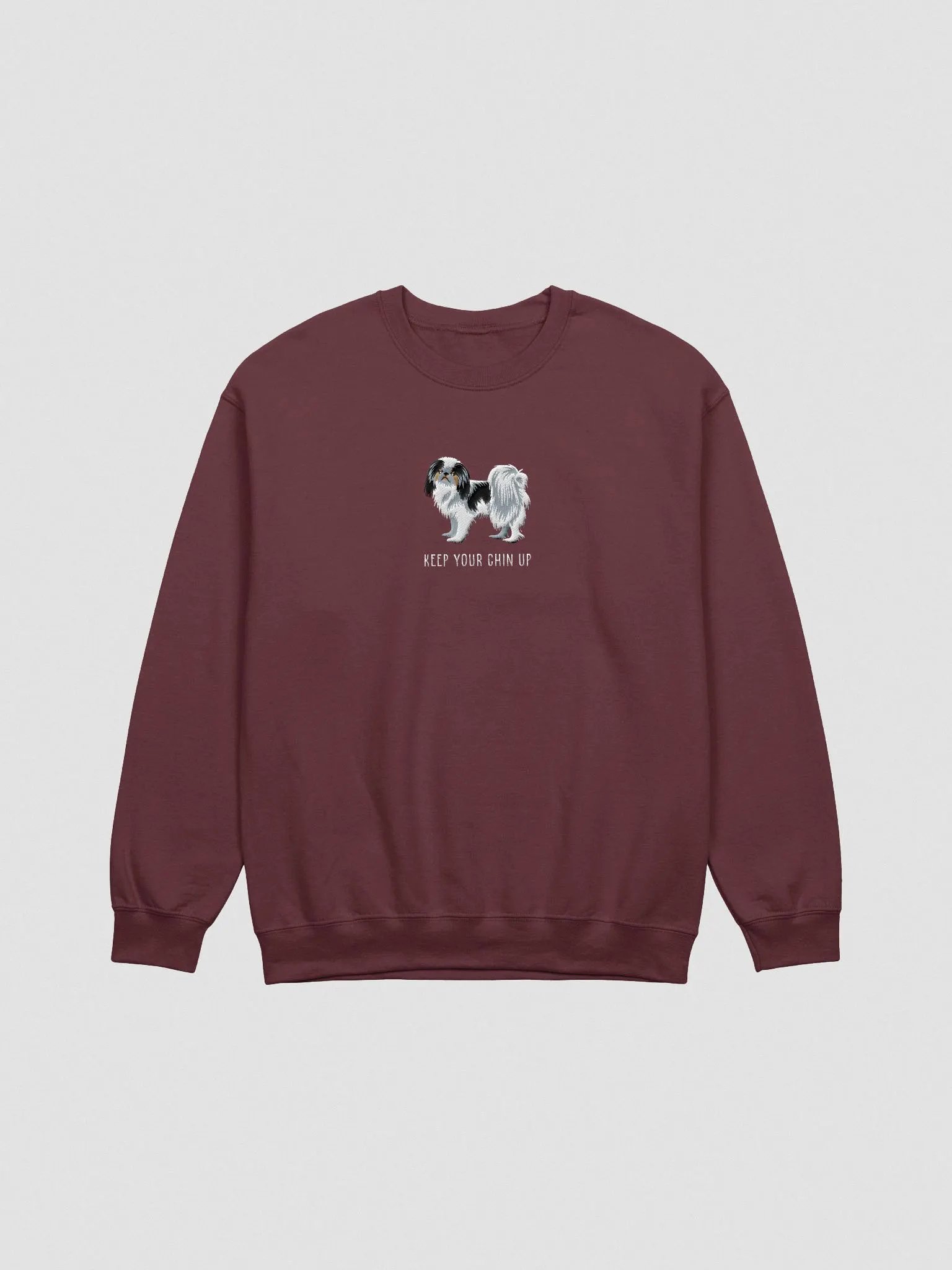 Keep Your Chin Up Sweatshirt (Embroidered) of a Japanese Chin(Tricolor) product image (4)