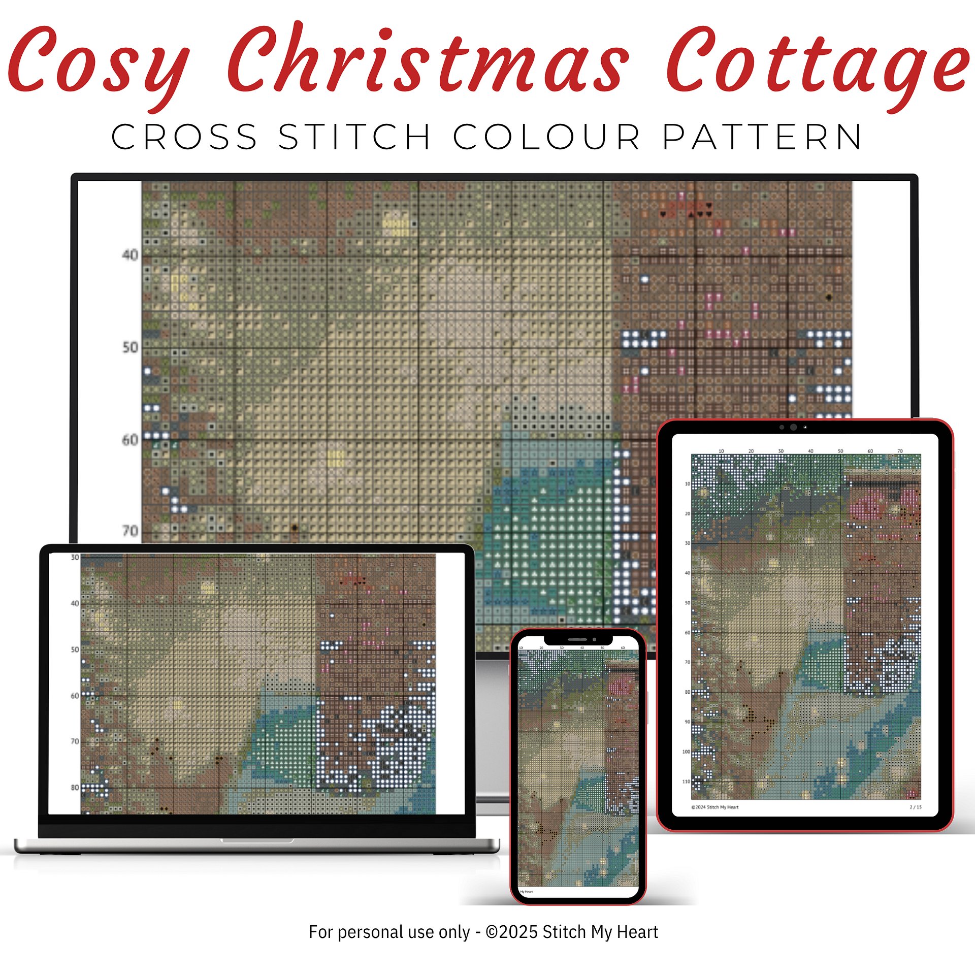 Cozy Christmas Cottage Cross Stitch Pattern product image (3)