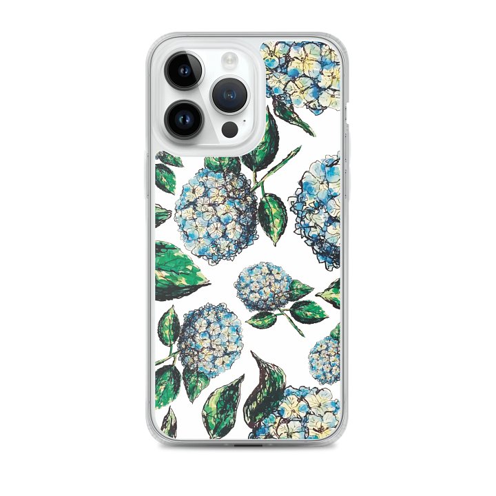 Monique Faella Designs™ | Blue Hydrangea Blooms | MagSafe® Clear iPhone® Case | Floral Art Meets Everyday Protection | Elegant Coastal Style product image (1)