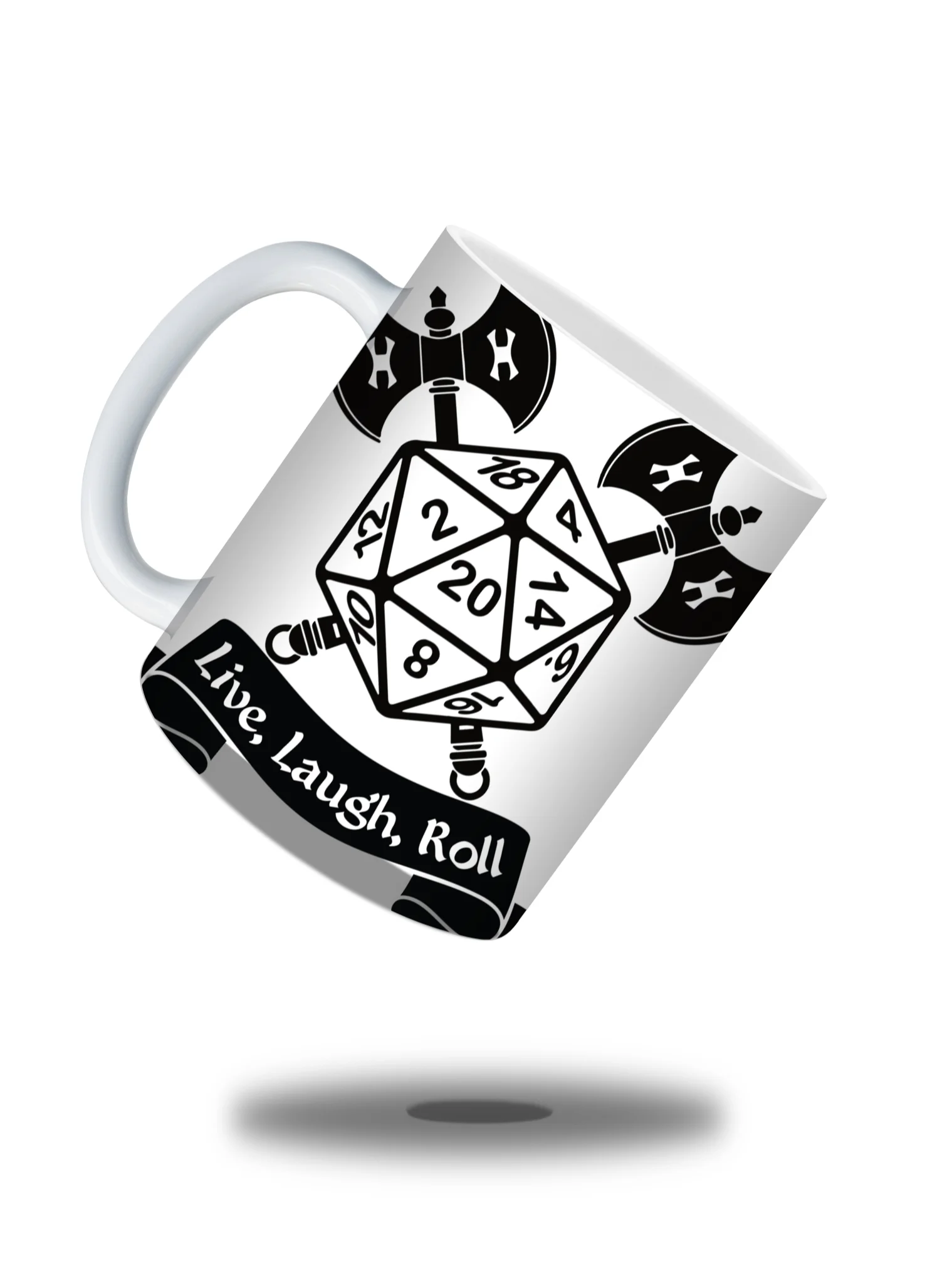 Live, Laugh, Roll 11oz Coffee Mug – D20 Dice Gaming Ceramic Cup – Perfect for Tabletop RPG Players and Dungeon Masters product image (2)