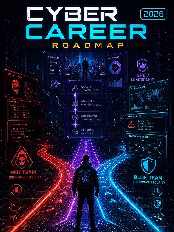 The Ultimate Cybersecurity Career Roadmap & Cheatsheet (Never Expires) product image (1)