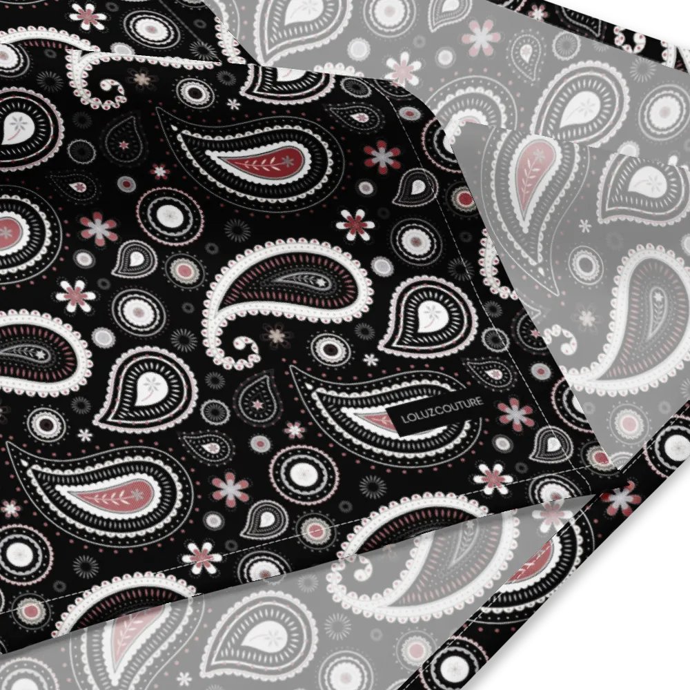 Black Paisley Dreams All-Over Print Bandana product image (4)