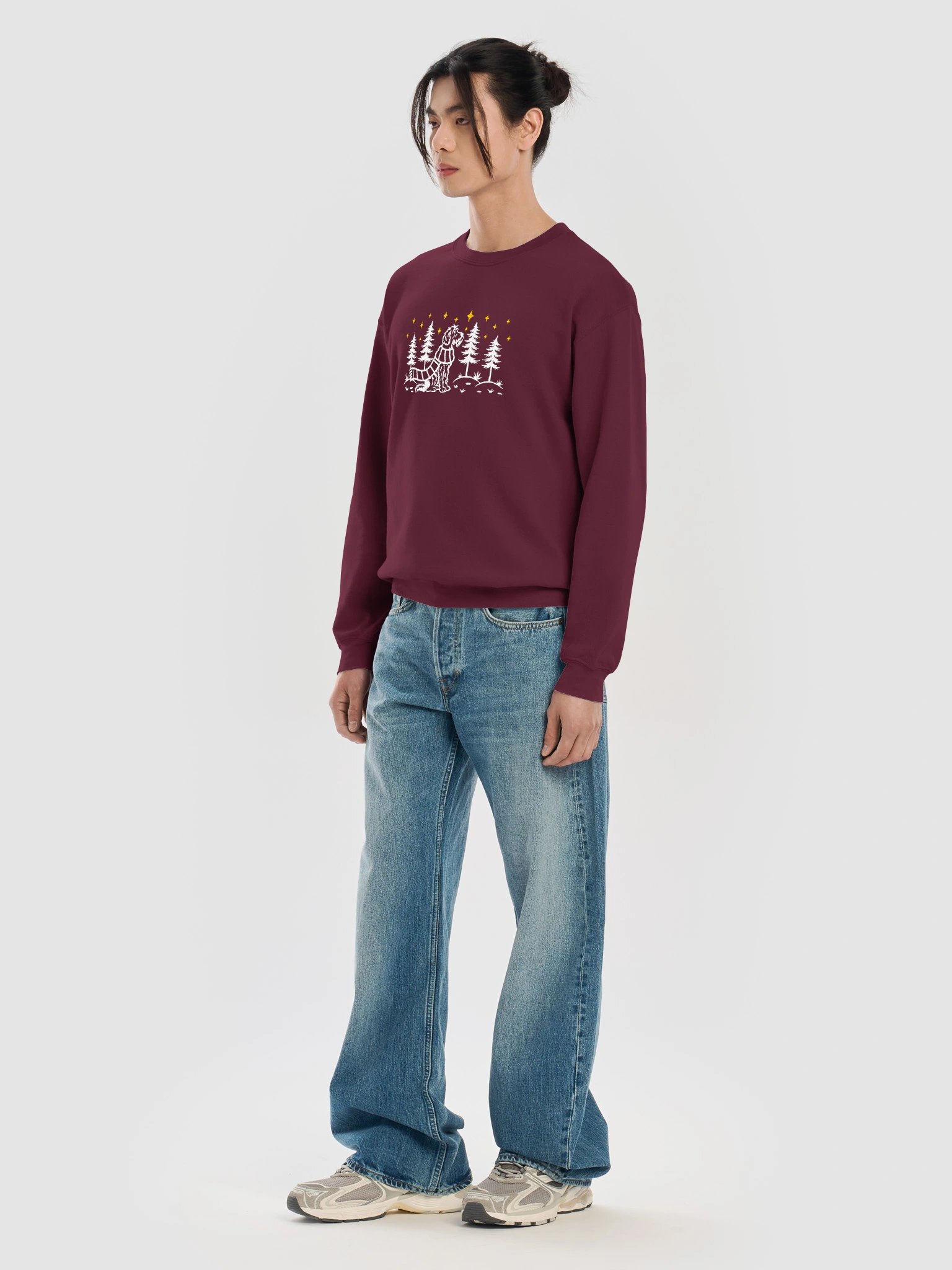 Wirehaired Pointing Griffon Winter/Christmas Line Art Design Embroidered Sweatshirt product image (46)