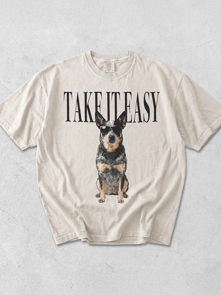 Take It Easy '90s Pop Vintage-Style T-Shirt for Australian Cattle Dog(Blue Heeler) Owners product image (1)