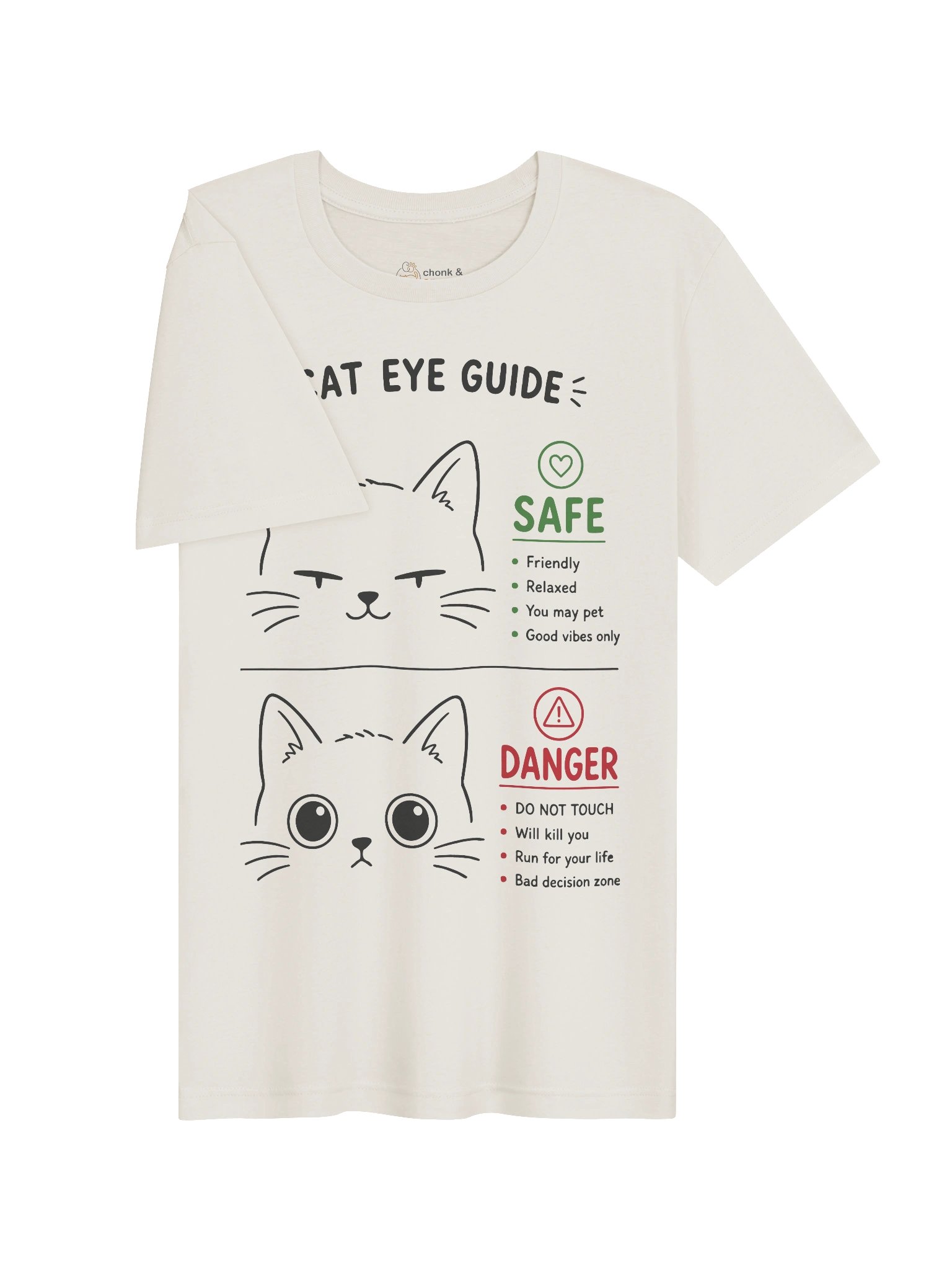 Cat Eye Guide T-Shirt | Funny Cat Lover Tee, Safe vs Danger Cat Mood T-Shirt product image (5)