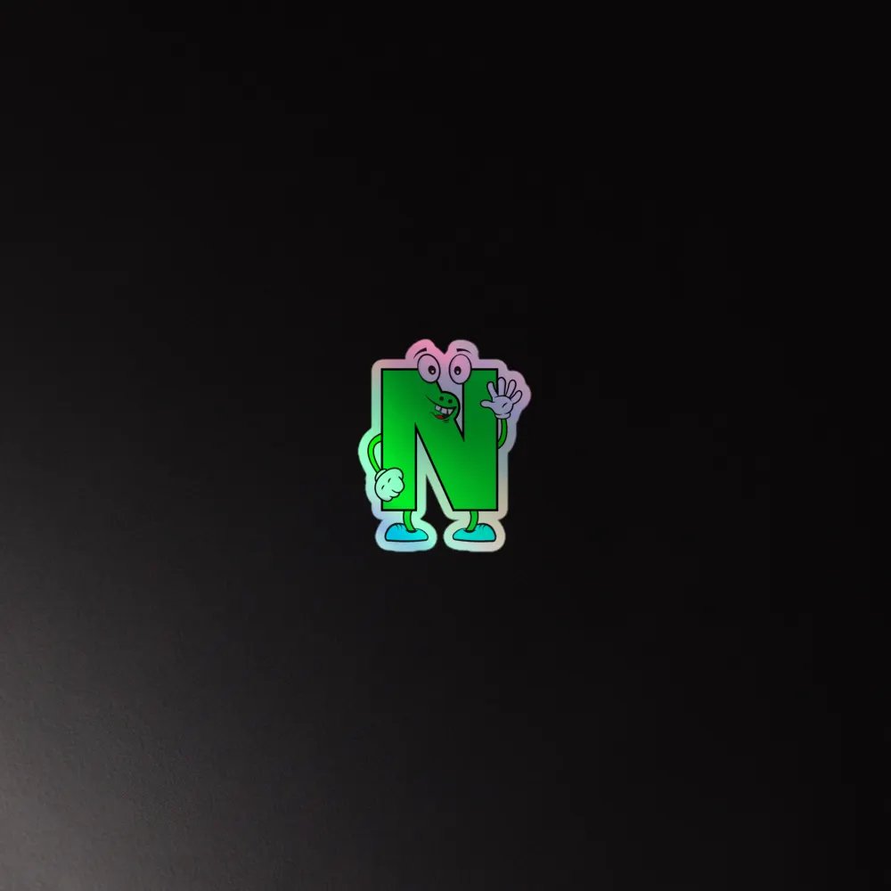 N Letter Cartoon Character Holographic Sticker product image (2)